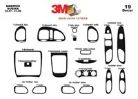Daewoo Nubira I 05.97-01.99 Kit de garniture de tableau de bord intérieur 3D Dash Trim Dekor 19-Parts - 2 Daewoo Nubira I 05.97-01.99 Kit de garniture de tableau de bord intérieur 3D Dash Trim Dekor 19-Parts - 2
