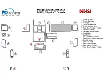 Dodge Caravan 2008-UP Ensemble complet, commandes automatiques AC Kit de garniture de tableau de bord intérieur BD - 1