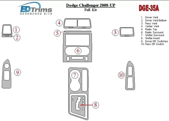 Dodge Challenger 2008-UP Full Set Interior BD Dash Trim Kit - 1 - Interior Dash Trim Kit Dodge Challenger 2008-UP Full Set Interior BD Dash Trim Kit - 1 - Interior Dash Trim Kit