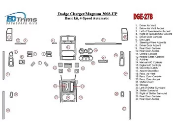 Dodge Charger 2008-UP Kit de garniture de tableau de bord intérieur BD de base - 1