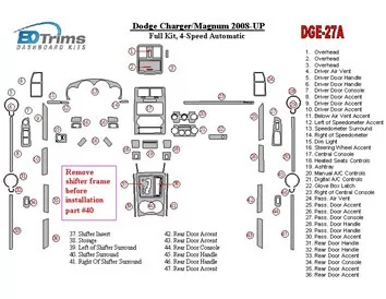 Dodge Charger 2008-UP Kit complet de garnitures de tableau de bord intérieur BD - 1