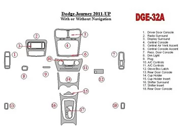 Dodge Journey 2011-UP Kit de garnitures de tableau de bord intérieur BD - 1
