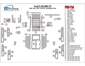 Ford F-150 2009-UP Ensemble complet pour 2- et 4- Versions de portes Intérieur Kit de garniture de tableau de bord BD - 1