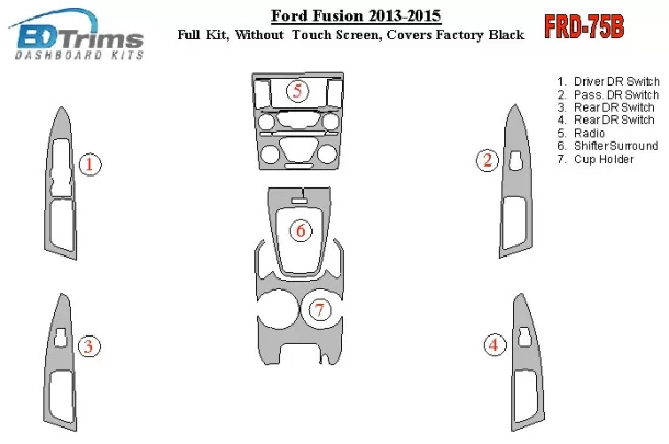 Ford Fusion 2013-UP Full Set, Without Touch screen, Over OEM Main Interior Kit Interior BD Dash Trim Kit - 1 - Interior Dash Tri Ford Fusion 2013-UP Full Set, Without Touch screen, Over OEM Main Interior Kit Interior BD Dash Trim Kit - 1 - Interior Dash Tri