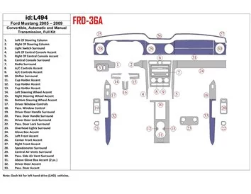 Ford Mustang 2005-2009 toit pliant-Cabrio, ensemble complet intérieur BD Dash Trim Kit - 1