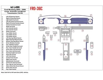 Ford Mustang 2005-2009 toit souple-coupé, ensemble complet intérieur BD Dash Trim Kit - 1