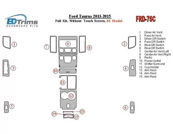 Ensemble complet Ford Taurus 2013-UP, sans écran tactile, kit de garniture de tableau de bord BD intérieur modèle SE - 1