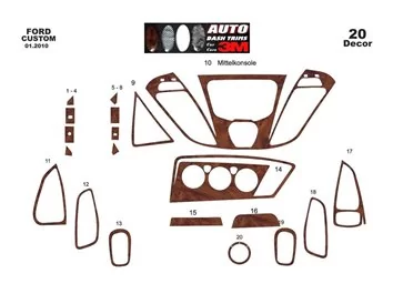 Ford Transit Custom 01.2014 3D Interior Custom Dash Trim Kit 22-Parts