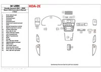 Honda Accord 2001-2002 2 portes, conformité OEM, kit de garniture de tableau de bord intérieur BD de 23 pièces - 1