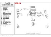 Honda Accord 2001-2002 4 portes, conformité OEM, kit de garniture de tableau de bord intérieur BD 23 pièces - 1 Honda Accord 2001-2002 4 portes, conformité OEM, kit de garniture de tableau de bord intérieur BD 23 pièces - 1