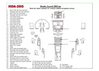 Honda Accord 2003-2007 Basic Set, Manual Gearbox A/C Control, Sans système NAVI, 4 Doors Interior BD Dash Trim Kit - 1 Honda Accord 2003-2007 Basic Set, Manual Gearbox A/C Control, Sans système NAVI, 4 Doors Interior BD Dash Trim Kit - 1