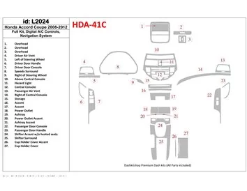 Ensemble complet Honda Accord 2008-2012, 2 portes (coupé), contrôle automatique de la climatisation, avec système NAVI Kit de ga