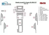 Honda Accord 2013-UP Kit de garniture de tableau de bord intérieur BD de base - 2 Honda Accord 2013-UP Kit de garniture de tableau de bord intérieur BD de base - 2