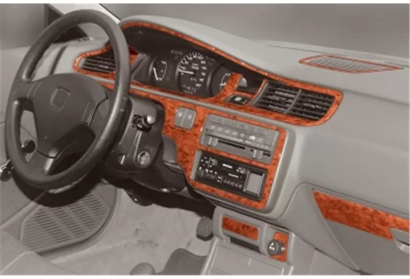 Honda Civic 09.92-01.95 Kit de garniture de tableau de bord intérieur 3D Dash Trim Dekor 14-Parts - 1 Honda Civic 09.92-01.95 Kit de garniture de tableau de bord intérieur 3D Dash Trim Dekor 14-Parts - 1