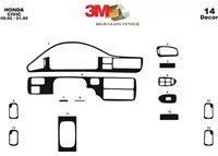 Honda Civic 09.92-01.95 Kit de garniture de tableau de bord intérieur 3D Dash Trim Dekor 14-Parts - 2 Honda Civic 09.92-01.95 Kit de garniture de tableau de bord intérieur 3D Dash Trim Dekor 14-Parts - 2