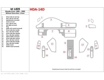 Honda Civic 1992-1995 4 Portes, Sans Glowe-box Intérieur BD Décoration de Tableau de Bord - 1