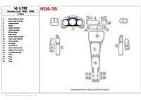 Honda Civic 1996-1998 2 deuren, volledige set, 20-delige set Interieur BD Dash Trim Kit - 1 Honda Civic 1996-1998 2 deuren, volledige set, 20-delige set Interieur BD Dash Trim Kit - 1