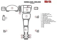 Honda Civic 1999-2000 4 portes 16 pièces ensemble intérieur BD garniture de tableau de bord - 2 Honda Civic 1999-2000 4 portes 16 pièces ensemble intérieur BD garniture de tableau de bord - 2