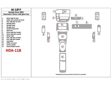 Boîte de vitesses automatique Honda Civic 2001-2001, 2 portes, avec boîte à étincelles, ensemble de 17 pièces Kit de garniture d