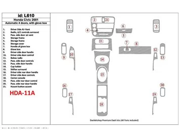 Honda Civic 2001-2001 Boîte de vitesses automatique, 4 portes, avec boîte à étincelles, ensemble de 21 pièces Kit de garniture d