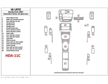 Honda Civic 2001-2001 Boîte de vitesses automatique, 4 portes, sans boîte à étincelles, ensemble de 20 pièces Kit de garniture d