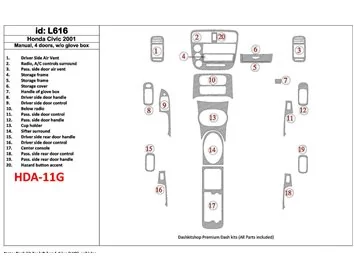 Honda Civic 2001-2001 Boîte de vitesses manuelle, 4 portes, sans boîte à étincelles, ensemble de 20 pièces Kit de garniture de t