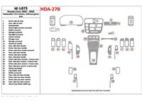 Honda Civic 2003-2005 Boîte Automatique, 2 ou 4 Portes, Sans Glowe-box Intérieur BD Dash Trim Kit - 1 Honda Civic 2003-2005 Boîte Automatique, 2 ou 4 Portes, Sans Glowe-box Intérieur BD Dash Trim Kit - 1