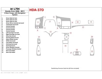 Honda Civic 2006-2011 2 portes, avec système NAVI Intérieur BD Dash Trim Kit - 1