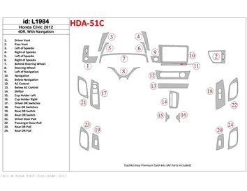 Honda Civic 2012-UP Sedan, avec kit de garniture de tableau de bord NAVI Interior BD - 1