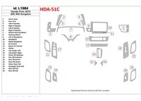 Honda Civic 2012-UP Sedan, avec kit de garniture de tableau de bord NAVI Interior BD - 1