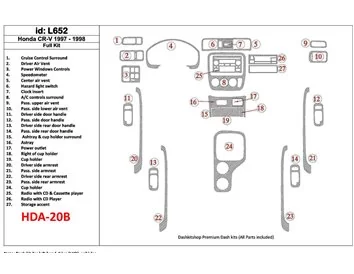 Honda CR-V 1997-1998 volledige set, 27-delig, interieur BD dash trim kit - 1