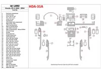 Honda CR-V 2002-2004 Ensemble complet, ensemble de 30 pièces Kit de garniture de tableau de bord intérieur BD - 1 Honda CR-V 2002-2004 Ensemble complet, ensemble de 30 pièces Kit de garniture de tableau de bord intérieur BD - 1