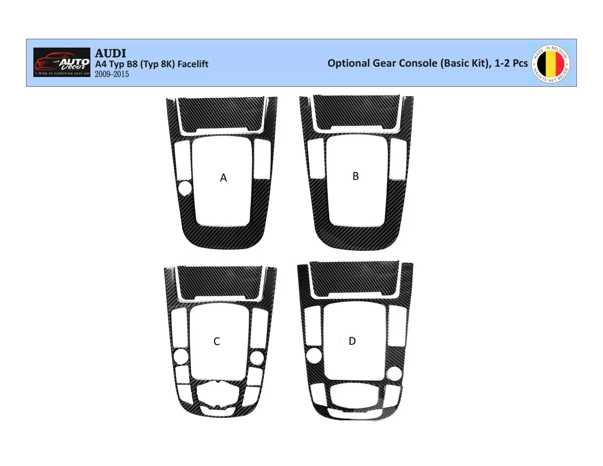 Audi A4 B8 Typ 8K 2009-2015 Kit d'habillage de tableau de bord intérieur 3D Dash Trim Dekor 1-2-Parts - 1