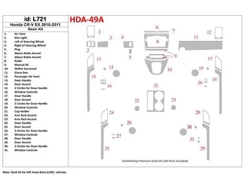Honda CR-V 2010-UP Basisset, EX Model Interieur BD Dash Trim Kit - 1