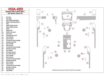 Honda CR-V 2010-UP Basisset, EXL Model Interieur BD Dash Trim Kit - 1