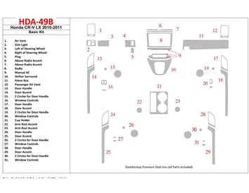 Kit de base Honda CR-V 2010-UP, kit de garniture de tableau de bord BD intérieur modèle LX - 1
