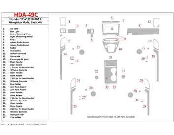 Kit de base Honda CR-V 2010-UP, intérieur du modèle de navigation BD Dash Trim Kit - 1