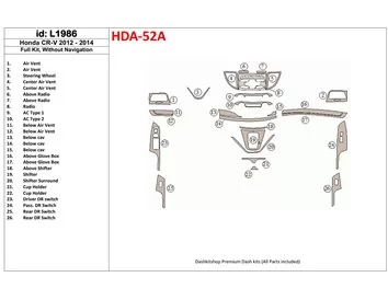 Honda CR-V 2012-UP Zonder NAVI Interior BD Dash Trim Kit - 1