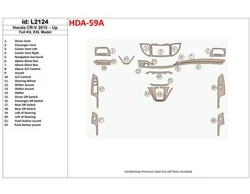 Honda CR-V 2015-UP volledige set, EXL-model interieur BD-dashboardafwerkingsset - 1