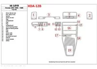 Honda CRX 1988-1989 Kit complet de garnitures de tableau de bord intérieur BD - 1 Honda CRX 1988-1989 Kit complet de garnitures de tableau de bord intérieur BD - 1