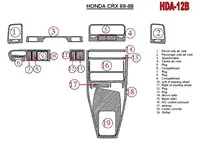Honda CRX 1988-1989 Kit complet de garnitures de tableau de bord intérieur BD - 2 Honda CRX 1988-1989 Kit complet de garnitures de tableau de bord intérieur BD - 2