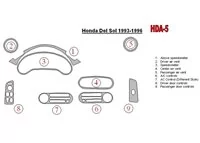 Honda DelSol 1993-1996 Ensemble complet de garnitures de tableau de bord intérieur BD - 1 Honda DelSol 1993-1996 Ensemble complet de garnitures de tableau de bord intérieur BD - 1