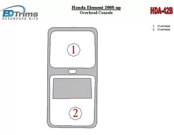 Honda Element 2008-UP Kit de garniture de tableau de bord BD intérieur de console au pavillon - 1