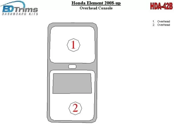 Honda Element 2008-UP Kit de garniture de tableau de bord BD intérieur de console au pavillon - 1 Honda Element 2008-UP Kit de garniture de tableau de bord BD intérieur de console au pavillon - 1