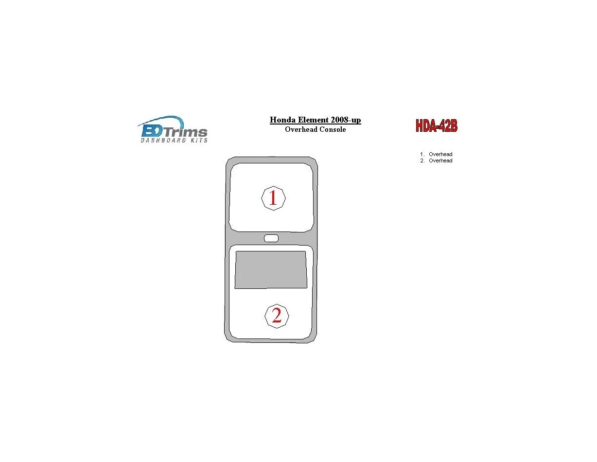 Honda Element 2008-UP Kit de garniture de tableau de bord BD intérieur de console au pavillon - 1