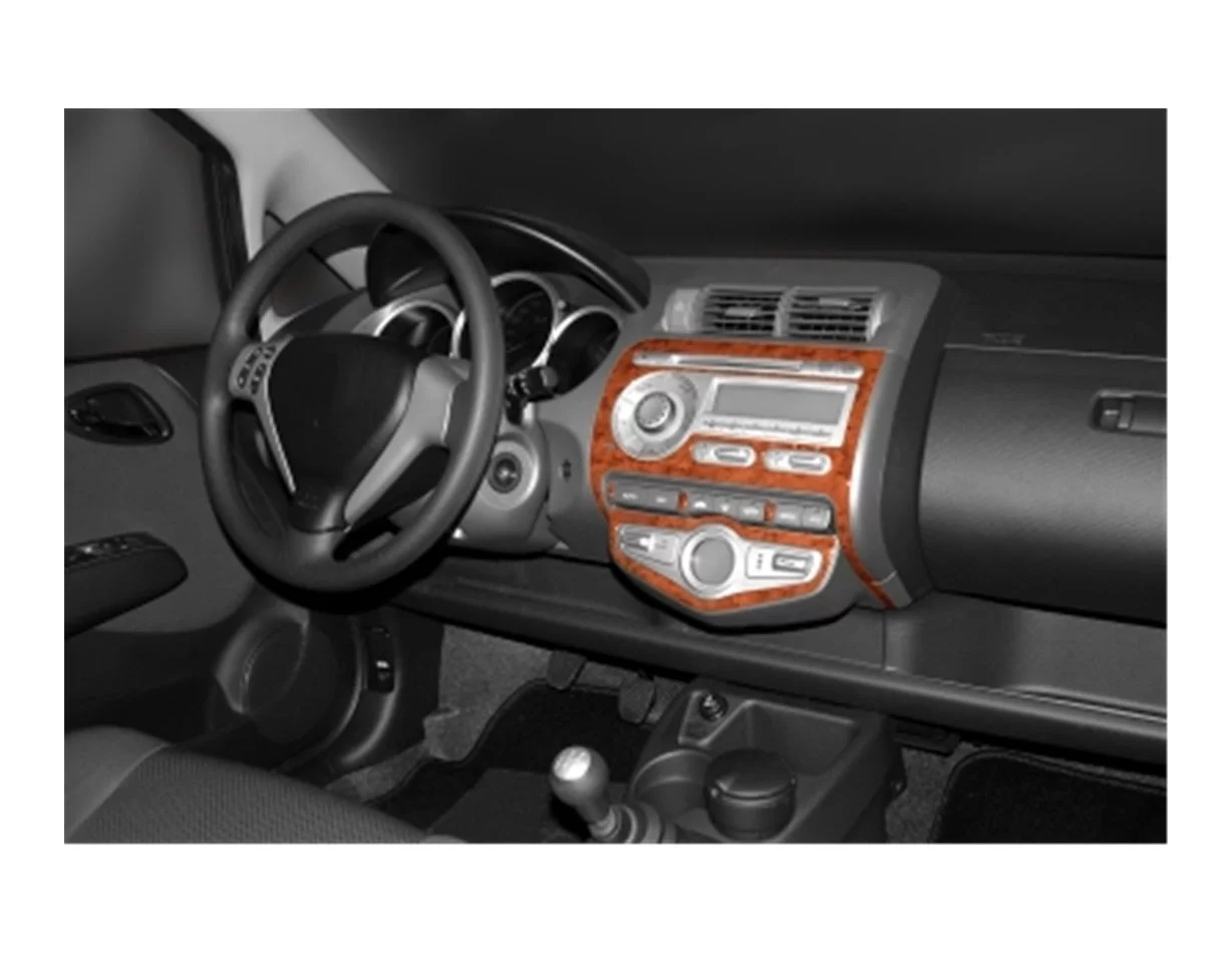 Honda Jazz 10.04-12.07 Kit de garniture de tableau de bord intérieur 3D Dash Trim Dekor 10-Parts - 1