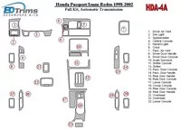 Honda Pasport 1998-2002 Ensemble complet de garnitures de tableau de bord intérieur BD - 1