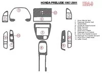 Honda Prelude 1997-2001 Ensemble complet de garnitures de tableau de bord intérieur BD - 1