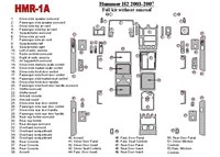 Hummer H2 2003-2007 Volledige set, zonder schuifdak interieur BD Dash Trim Kit - 3 Hummer H2 2003-2007 Volledige set, zonder schuifdak interieur BD Dash Trim Kit - 3