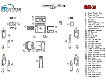 Hummer H2 2008-UP Volledige set interieur BD dashboardafwerkingsset - 1